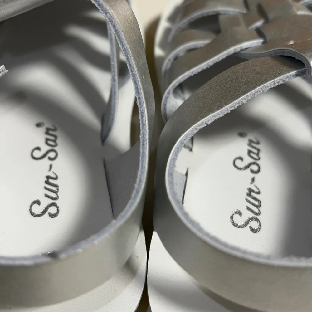 AUTH NIB Salt Water Sandal by Hoy Shoes Sun-San - Sailors SILVER